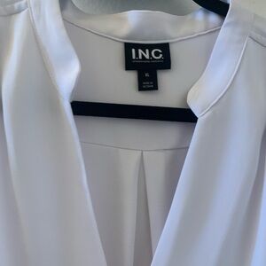 INC International Concepts Ivory Sleeveless Pleated Shell Top